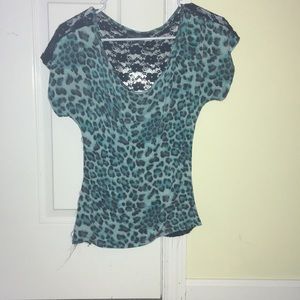 Blue Leopard Print Top